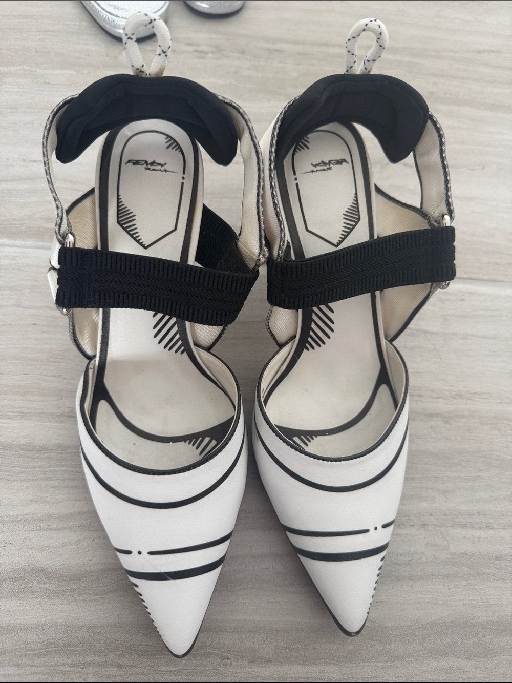 White and Black Pointed Toe Women's Dress Sandals